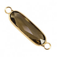 Kristallglas Zwischenstück lang Oval 29mm Brown-gold